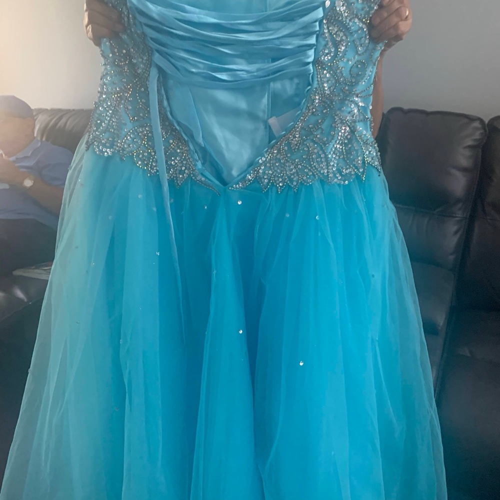Blue Ruched Embellished Sleeveless Good
